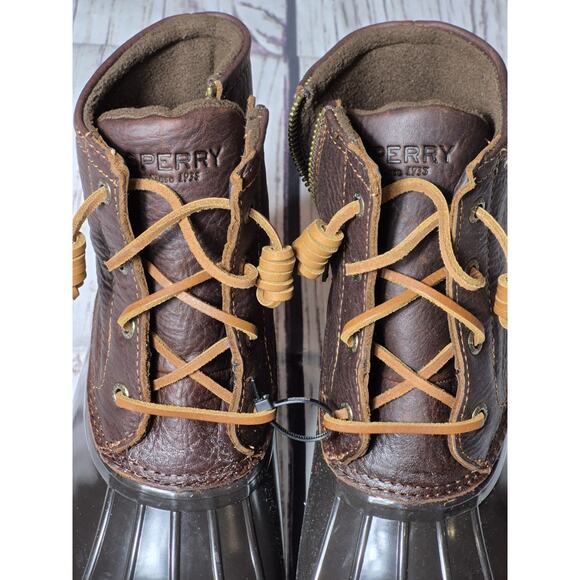 Sperry Saltwater Duck Boot Women's 9 Brown Leather Upper, Rubber Sole Waterproof - Picture 2 of 9